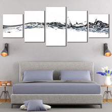 Load image into Gallery viewer, liquid water canvas wall art grey white abstract water splash 5 piece canvas print water splashing digital artwork For Bedroom
