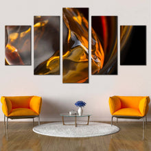 Load image into Gallery viewer, liquor drink canvas wall art yellow whiskey ice cube 5 piece canvas print abstract liquor glass multi canvas artwork In Living Room
