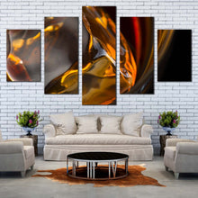 Load image into Gallery viewer, liquor drink canvas wall art yellow whiskey ice cube 5 piece canvas print abstract liquor glass multi canvas artwork For Living room
