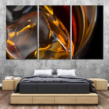 Load image into Gallery viewer, liquor glass canvas wall art elegant abstract whisky multiple canvas yellow liquor drink ice cube 3 piece canvas print For Bedroom
