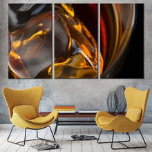 Load image into Gallery viewer, liquor glass canvas wall art elegant abstract whisky multiple canvas yellow liquor drink ice cube 3 piece canvas print In Living Room
