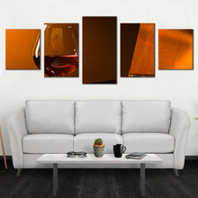 Load image into Gallery viewer, liquor glass canvas wall art orange piano warmth canvas print brandy glass brown piano 5 piece canvas In Living room
