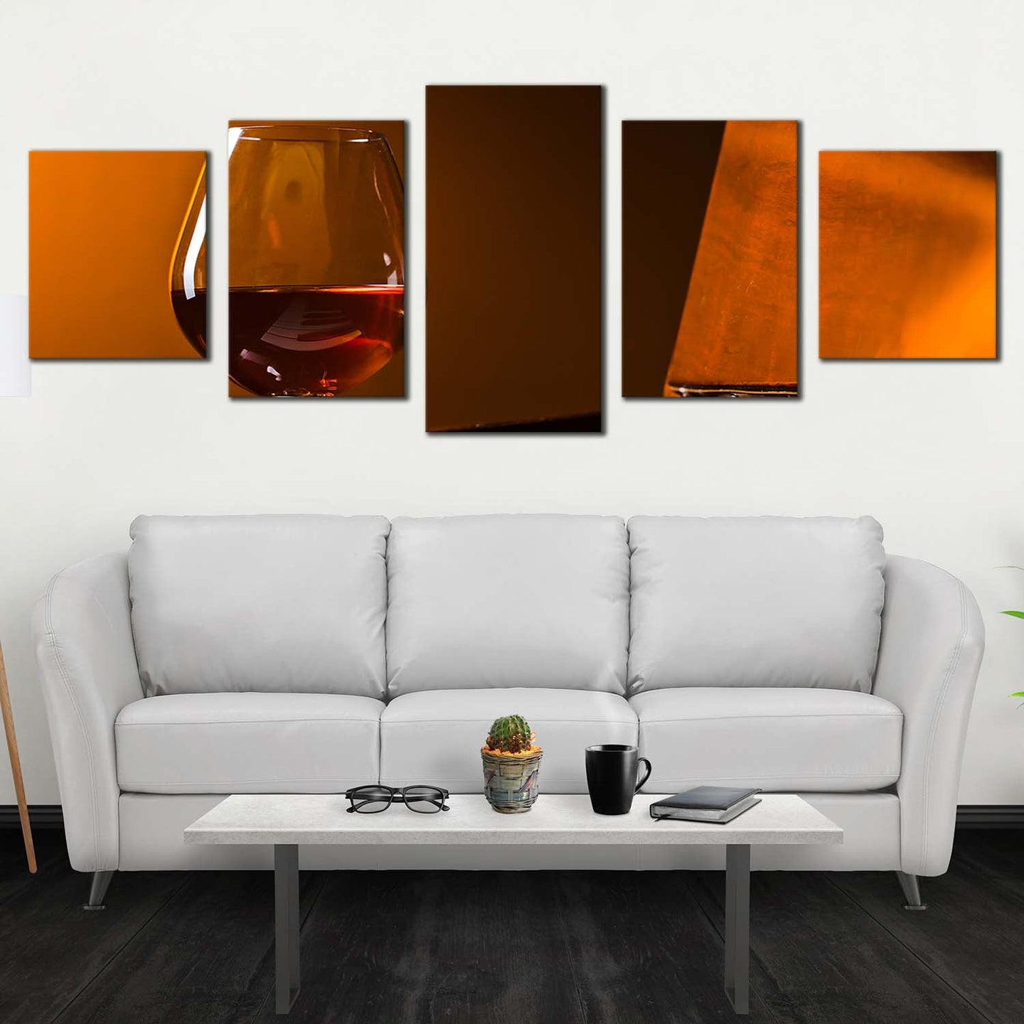 liquor glass canvas wall art orange piano warmth canvas print brandy glass brown piano 5 piece canvas In Living room