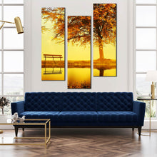 Load image into Gallery viewer, lone  bench  in  autumn  mist  canvas  print For Living Room
