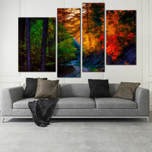 Load image into Gallery viewer, lonely path through forest mutli panel canvas print 
