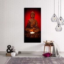 Load image into Gallery viewer, lord  buddha  canvas  wall  art  red  background  mind  soul  buddha  canvas  artwork  orange  blessing  buddha  vertical  canvas  print For Living Room
