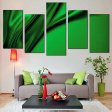 Load image into Gallery viewer, luxurious abstract canvas wall art abstract wavy folds canvas set green abstract elegant design 5 piece canvas print In Living room
