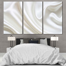 Load image into Gallery viewer, luxurious abstract canvas wall art white abstract elegant design 3 piece multi canvas abstract wavy folds canvas print For Bedroom
