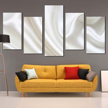 Load image into Gallery viewer, luxury abstract canvas print abstract wavy folds multi canvas artwork white abstract liquid 5 piece canvas wall art In Living room
