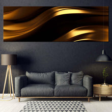 Load image into Gallery viewer, luxury  abstract  canvas  wall  art  gold  3d  illustration  panoramic  canvas  black  abstract  digital  artwork  print For Living Room
