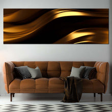 Load image into Gallery viewer, luxury  abstract  canvas  wall  art  gold  3d  illustration  panoramic  canvas  black  abstract  digital  artwork  print In Living Room
