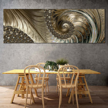 Load image into Gallery viewer, luxury  abstract  canvas  wall  art  yellow  abstract  never  ending  pattern  wide  canvas  brown  abstract  fractal  1  piece  canvas  print In Dinning Room
