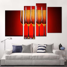 Load image into Gallery viewer, luxury glasses canvas wall art red orange champagne crystal glasses 4 piece multi canvas champagne celebration canvas print for living room
