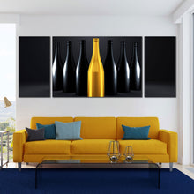 Load image into Gallery viewer, luxury champagne bottles Packaging triptych canvas print In Living Room
