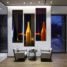 Load image into Gallery viewer, luxury  champagne  bottles  Packaging  triptych  home  canvas  decor In Living Room
