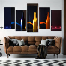 Load image into Gallery viewer, luxury champagne bottles with bright light 5 panel canvas prints In Living Room
