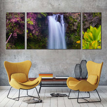 Load image into Gallery viewer, majestic waterfall canvas wall art green forest waterfall multi canvas artwork beautiful white waterfall scenery 3 piece canvas print For Living Room
