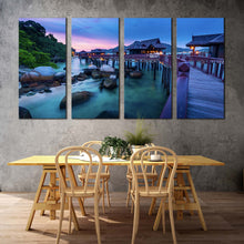 Load image into Gallery viewer, malaysia scenery canvas print colorful ocean beach 4 piece canvas wall art pangkor island multiple canvas For Dining Room
