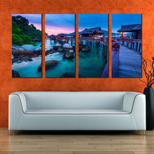 Load image into Gallery viewer, malaysia scenery canvas print colorful ocean beach 4 piece canvas wall art pangkor island multiple canvas In Your Living Room

