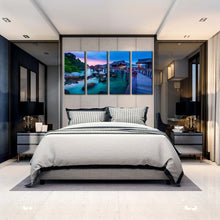 Load image into Gallery viewer, malaysia scenery canvas print colorful ocean beach 4 piece canvas wall art pangkor island multiple canvas For Bedroom
