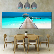 Load image into Gallery viewer, maldives  island  clear  water  bungalow  oversize  canvas  home  decor In Dinning Room
