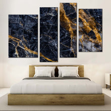 Load image into Gallery viewer, marble design canvas wall art abstract digital art multi canvas abstract stone gray gold 4 piece canvas print for bedroom
