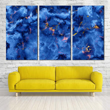 Load image into Gallery viewer, marble texture canvas print yellow abstract modern marble triptych canvas set blue marble 3 piece canvas wall art For Living Room
