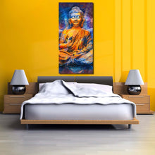 Load image into Gallery viewer, meditating  buddha  canvas  wall  art  orange  buddha  painting  1  piece  canvas  artwork  blue  light  buddha  oil  painting  canvas  print In Bedroom
