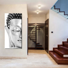 Load image into Gallery viewer, meditation  buddha  canvas  wall  art  black  and  white  buddha  face  canvas  artwork  grey  peaceful  buddha  1  piece  canvas  print
