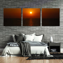 Load image into Gallery viewer, mediterranean  sea  canvas  wall  art  orange  ocean  sky  3  piece  canvas  set  grey  ocean  canvas  print For Bedroom
