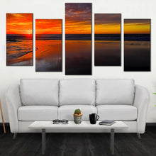 Load image into Gallery viewer, middle east canvas print morocco brown ocean beach 5 piece canvas wall art orange sky legzira beach ocean canvas set For Your Living room
