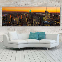 Load image into Gallery viewer, midtown  manhattan  canvas  print  grey  new  york  city  canvas  artwork  yellow  sky  empire  state  building  1  piece  canvas  wall  art In Living Room
