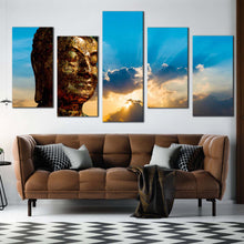 Load image into Gallery viewer, mind soul canvas wall art brown buddha multi canvas artwork buddha statue 5 piece canvas print For Living room
