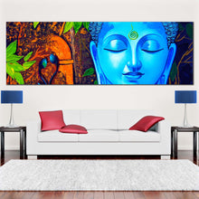 Load image into Gallery viewer, mind  soul  canvas  wall  art  peaceful  buddha  meditation  canvas  panoramic  canvas  artwork  blue  buddha  face  canvas  print For Living Room
