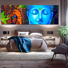 Load image into Gallery viewer, mind  soul  canvas  wall  art  peaceful  buddha  meditation  canvas  panoramic  canvas  artwork  blue  buddha  face  canvas  print For Bedroom
