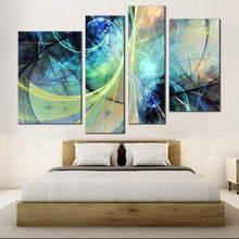 Load image into Gallery viewer, modern abstract canvas print abstract fractal electricity 4 piece canvas wall art 3d abstract multiple canvas for bedroom
