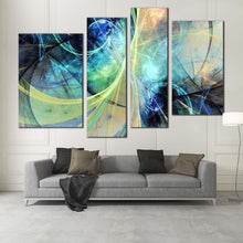 Load image into Gallery viewer, modern abstract canvas print abstract fractal electricity 4 piece canvas wall art 3d abstract multiple canvas
