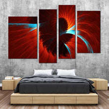 Load image into Gallery viewer, modern abstract canvas print blue abstract fractal 4 piece canvas wall art red elegant abstract digital artwork canvas set
