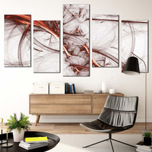 Load image into Gallery viewer, modern abstract canvas print contemporary white brown abstract canvas wall art abstract fractal 5 piece multi canvas artwork For Your LIving Room
