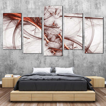 Load image into Gallery viewer, modern abstract canvas print contemporary white brown abstract canvas wall art abstract fractal 5 piece multi canvas artwork For Bedroom
