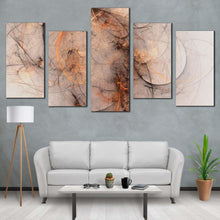 Load image into Gallery viewer, modern abstract canvas print fantasy abstract multiple canvas white orange 3d abstract fractal 5 piece canvas wall art For Your Living room
