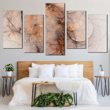 Load image into Gallery viewer, modern abstract canvas print fantasy abstract multiple canvas white orange 3d abstract fractal 5 piece canvas wall art For Bedroom
