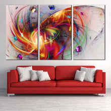 Load image into Gallery viewer, modern abstract canvas wall art 3d abstract fractal creativity multiple canvas colorful 3d abstract artistic graphics 3 piece canvas print In Living Room
