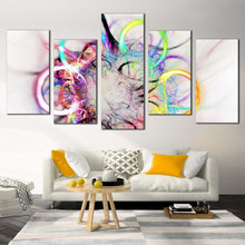 Load image into Gallery viewer, modern abstract canvas wall art abstract bright 5 piece multi canvas colorful abstract elements canvas print For Living room
