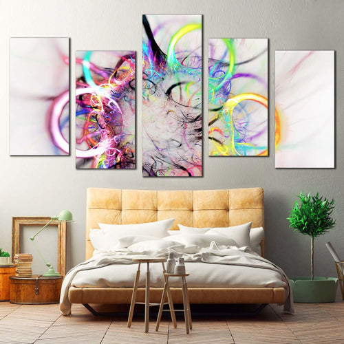 modern abstract canvas wall art abstract bright 5 piece multi canvas colorful abstract elements canvas print For Bedroom