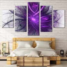 Load image into Gallery viewer, modern abstract canvas wall art abstract energy 5 piece multi canvas artwork blue purple abstract fractal circle canvas print For Bedroom
