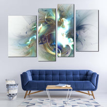 Load image into Gallery viewer, modern abstract canvas wall art abstract fractal artwork print white green abstract fractal glow 4 piece canvas for your living room 
