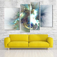 Load image into Gallery viewer, modern abstract canvas wall art abstract fractal artwork print white green abstract fractal glow 4 piece canvas
