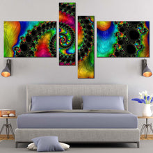 Load image into Gallery viewer, modern abstract canvas wall art abstract fractal shapes 4 piece canvas wall art abstract colorful swirl multi canvas For Bedroom
