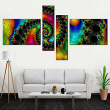 Load image into Gallery viewer, modern abstract canvas wall art abstract fractal shapes 4 piece canvas wall art abstract colorful swirl multi canvas For Living room
